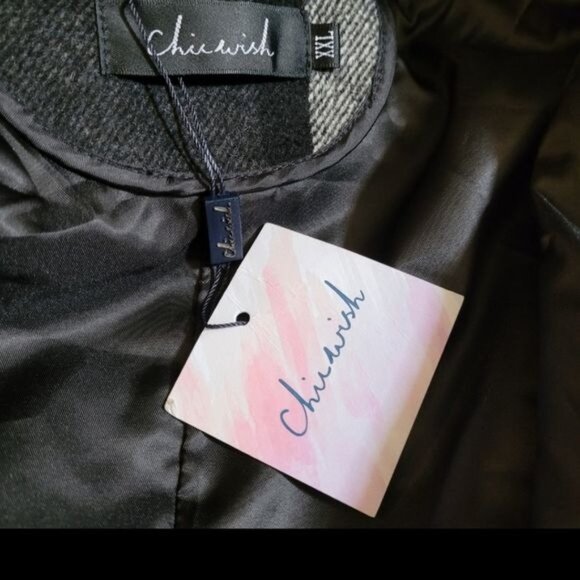 New Women's Wool Coat Couture Equestrian Preppy Luxury 2X XXL Brown Plaid - Picture 3 of 7